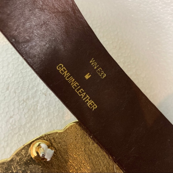 Vintage Tooled Leather Plaid Buckle Belt - Picture 7 of 7